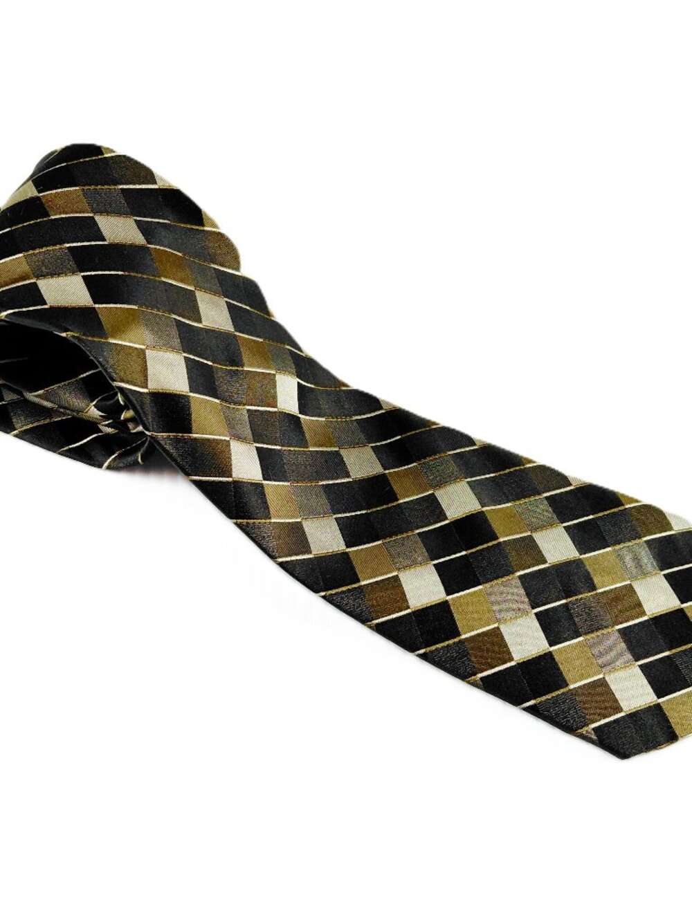 Valerio Garati Classic Width Men's Tie Black Multi Diamond Print 100% Silk